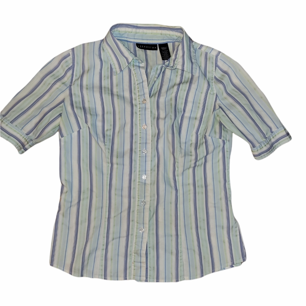 Attention Button Down Striped Top sz S
